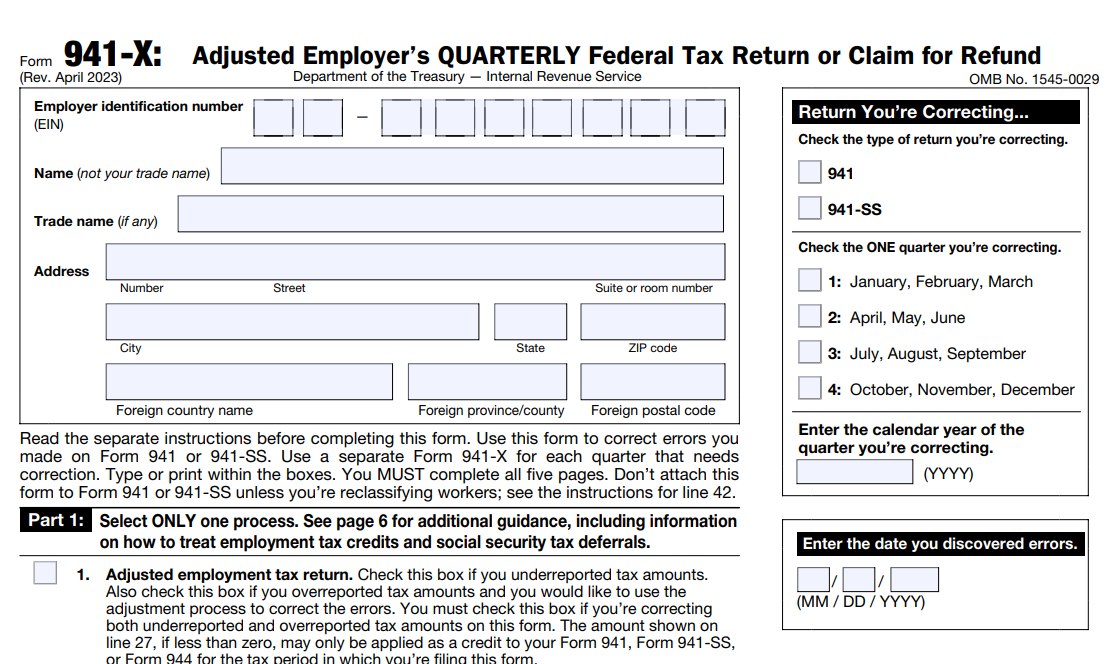 Form 941-X