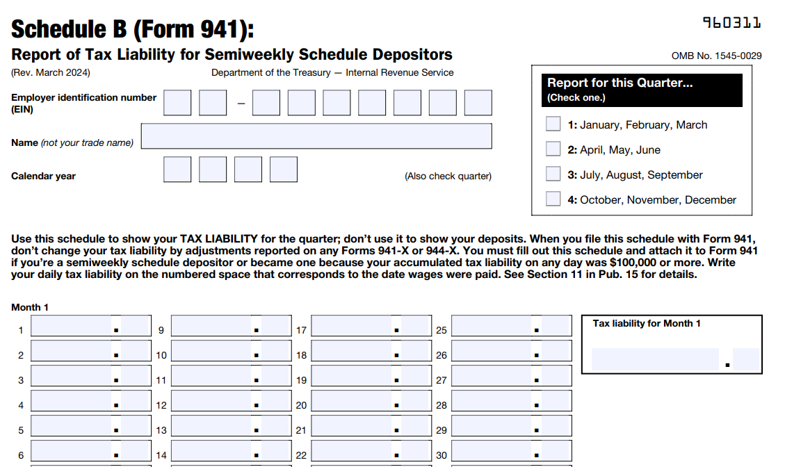 Form 941 Schedule B